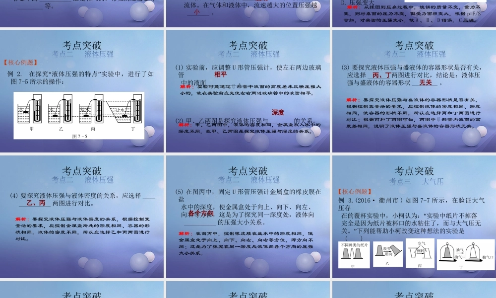 中考物理总复习 第7讲 压强课件