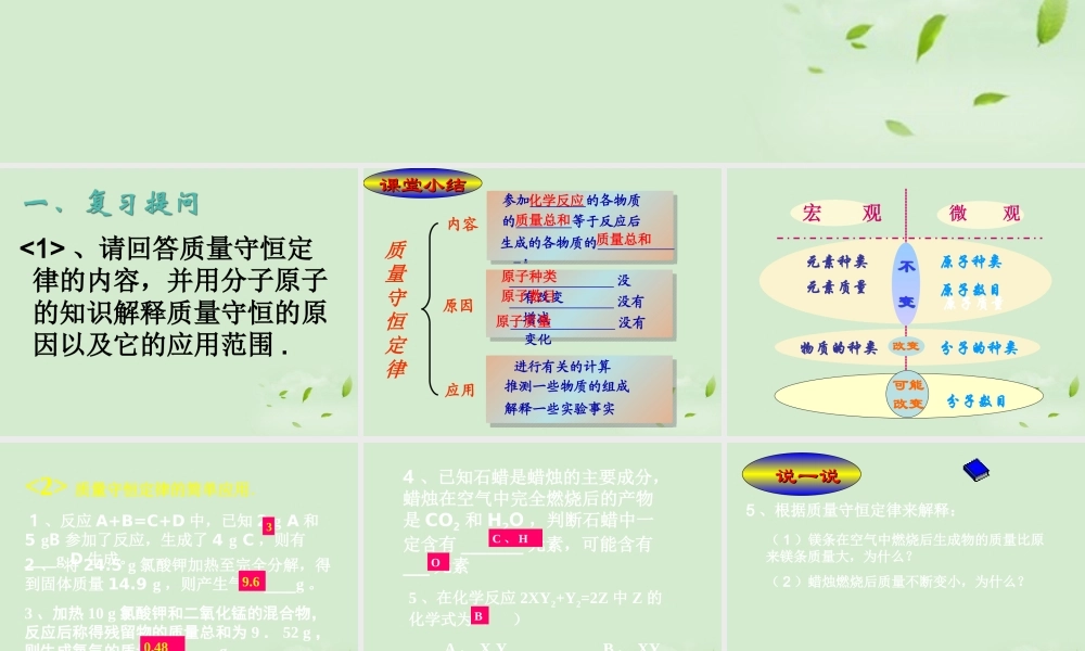 九年级化学 化学方程式课件 苏教版 课件