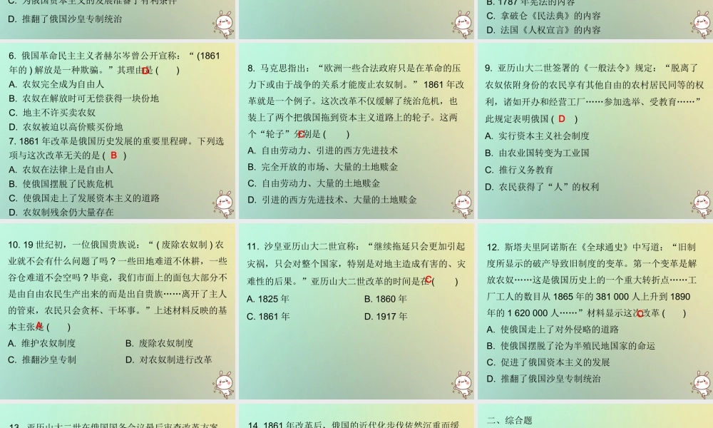 九年级历史上册 第17课 俄国的改革课件 北师大版 课件