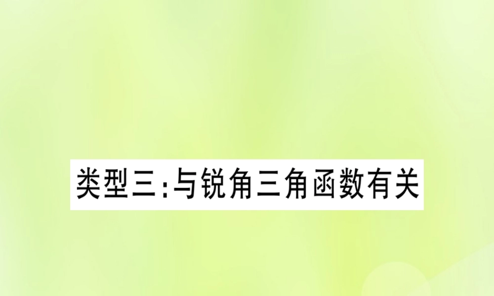 (湖北专用版)版中考数学总复习 第二轮 专项突破7 圆中证明与计算 类型3 与锐角三角函数有关实用课件