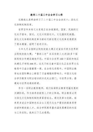 教师二十届三中全会学习心得