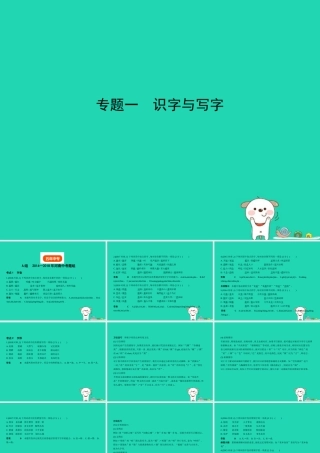 中考语文总复习 第一部分 积累与运用 专题一 识字与写字(试题部分)课件-2