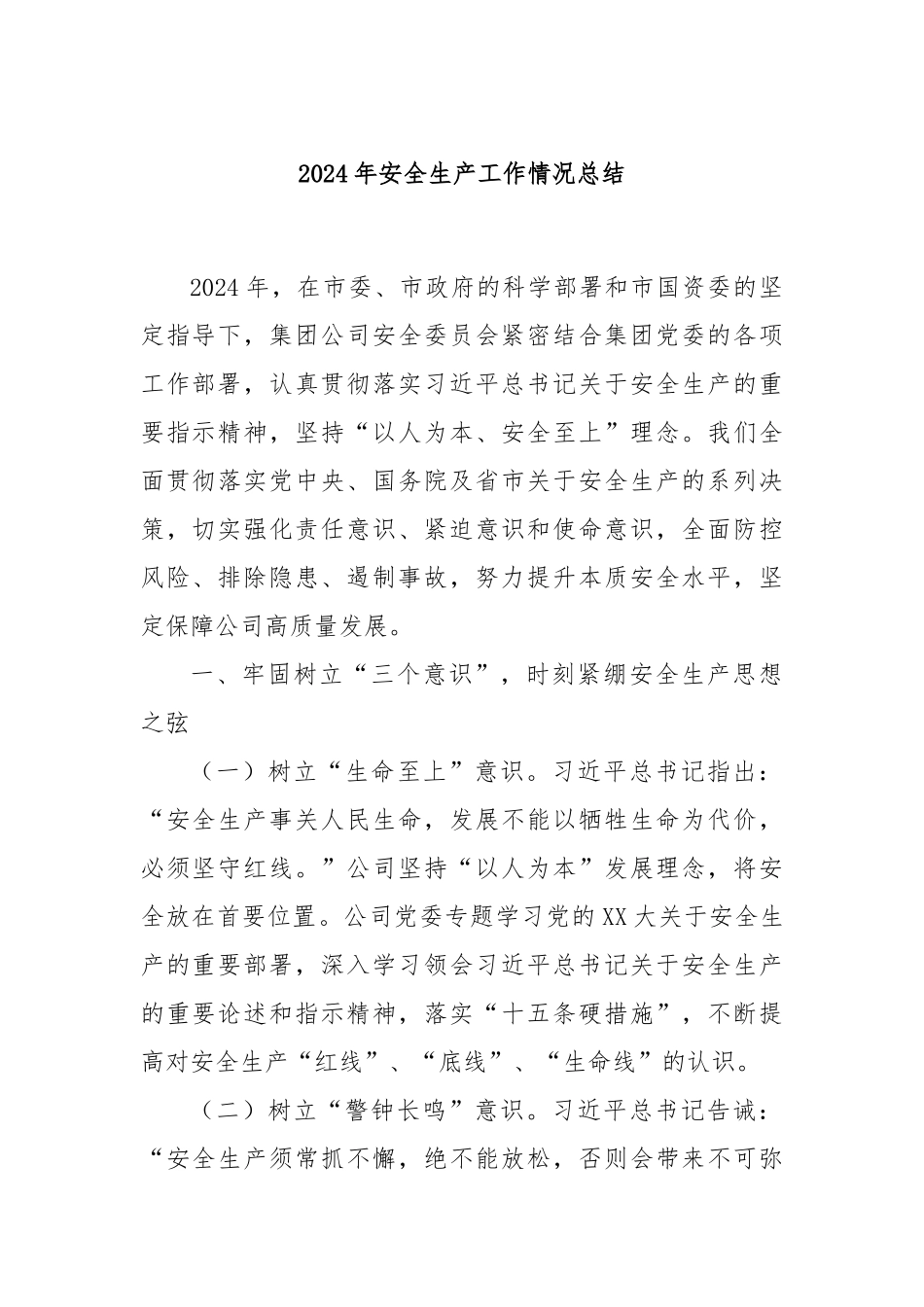 2024年安全生产工作情况总结_第1页