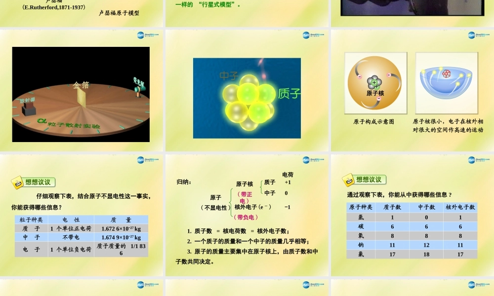 九年级化学上册 32 原子的结构(第1课时)课件 (新版)新人教版 学案