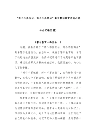 (3篇)“两个不要低估、两个不要高估”集中警示教育活动心得体会汇编