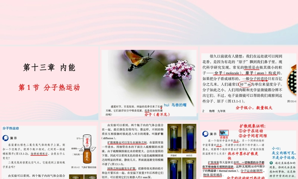 131分子热运动课件 九年级物理全册 13.1分子热运动课件+素材 (新版)新人教版