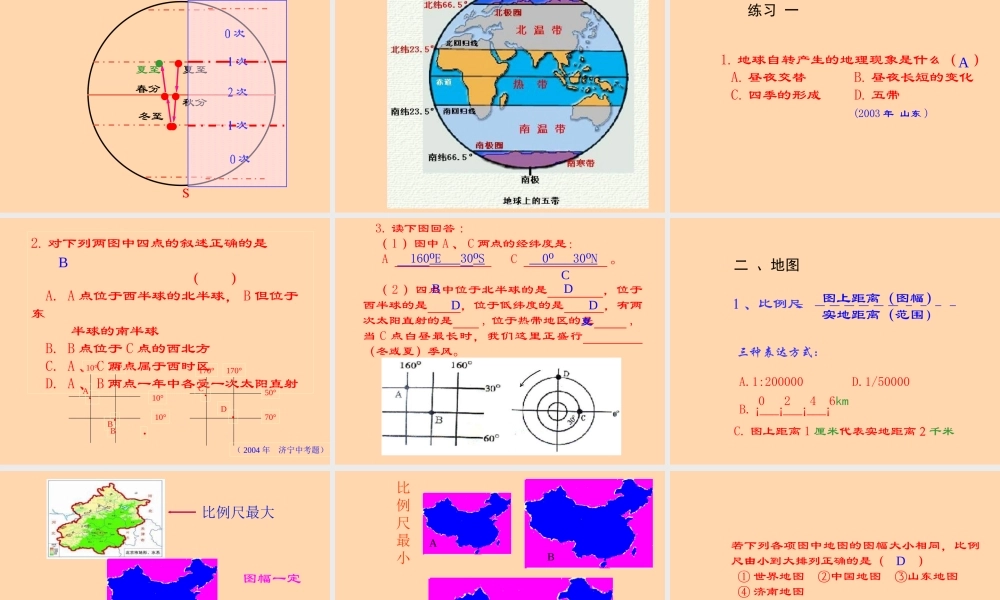 七年级地理上：第一章 地球和地图复习课件(人教版) 课件