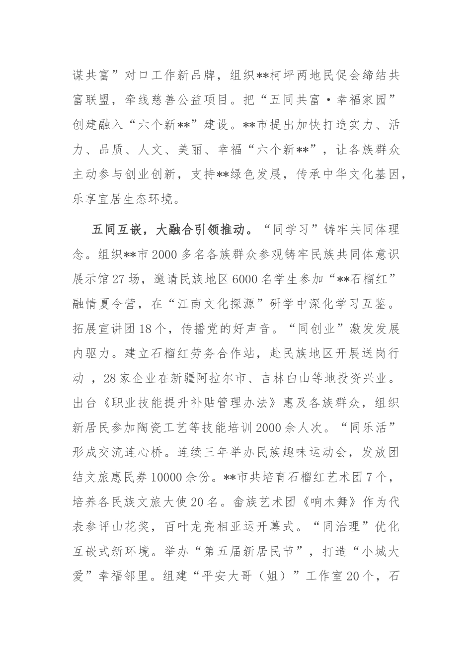 在2024年全省铸牢中华民族共同体意识示范市创建工作推进会上的汇报发言_第2页