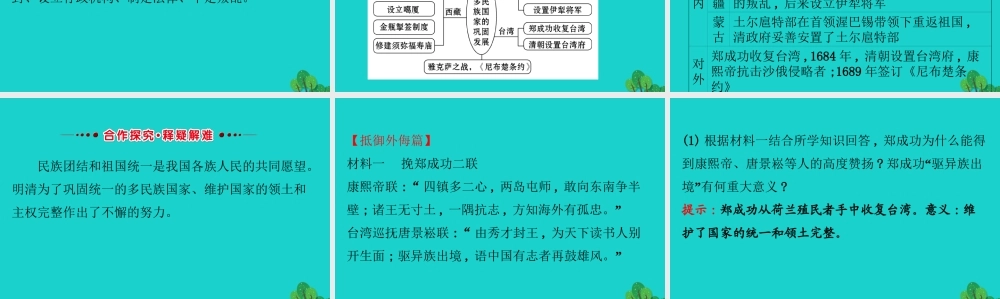 七年级历史下册 第三单元 明清时期：统一多民族国家的巩固与发展 第18课统一多民族国家的巩固和发展习题课件 新人教版 课件