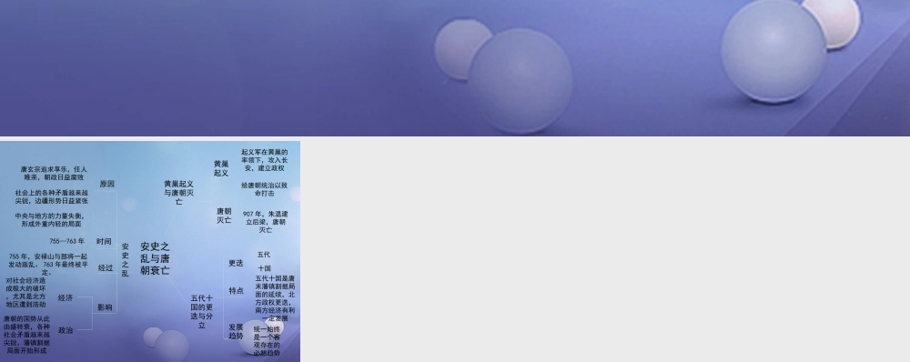 (秋季版)七年级历史下册 第六单元 第27课 从安史之乱到五代十国(思维导图)素材 岳麓版 素材