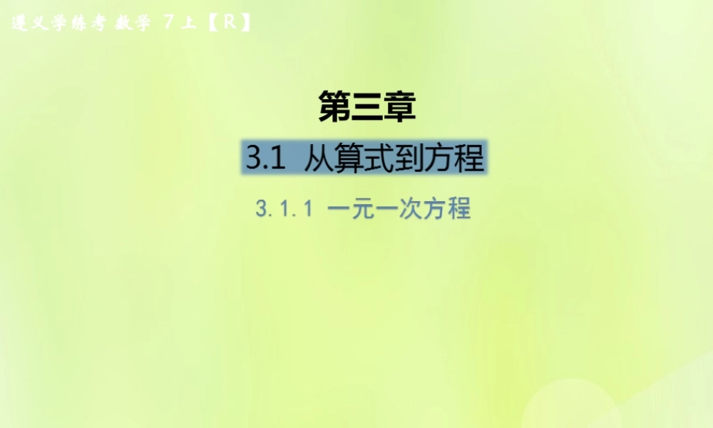 (遵义专版)七年级数学上册 第三章 一元一次方程 3.1 从算式到方程 3.1.1 一元一次方程课后作业课件 (新版)新人教版 课件