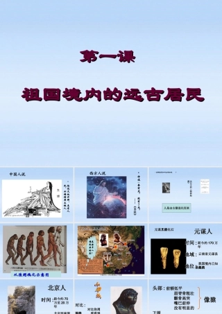 七年级历史上册 第1课(祖国境内的远古居民)课件 人教新课标版 课件