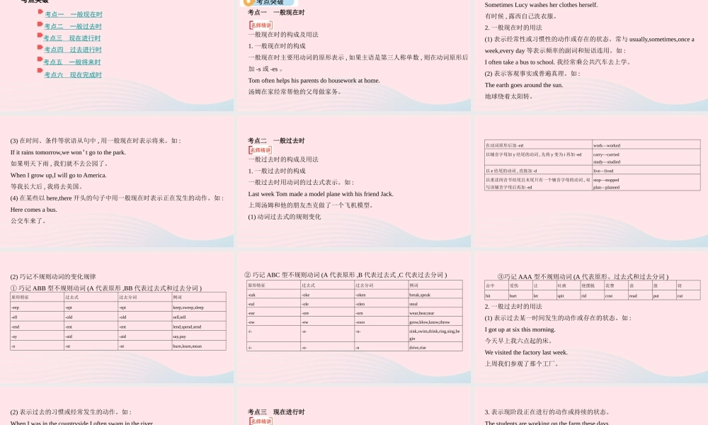 (河南专用)版中考英语 语法过关 专题九 动词的时态课件 人教新目标版 课件