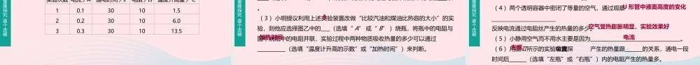 中考物理 第(电功率、电热的相关实验)复习课件