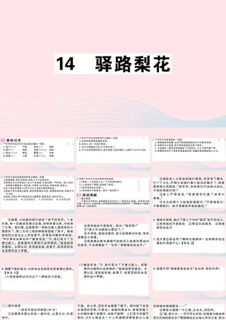 (江西专版)文下册 第四单元 14 驿路梨花习题课件 新人教版 课件