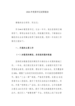 2024年党委书记述职报告