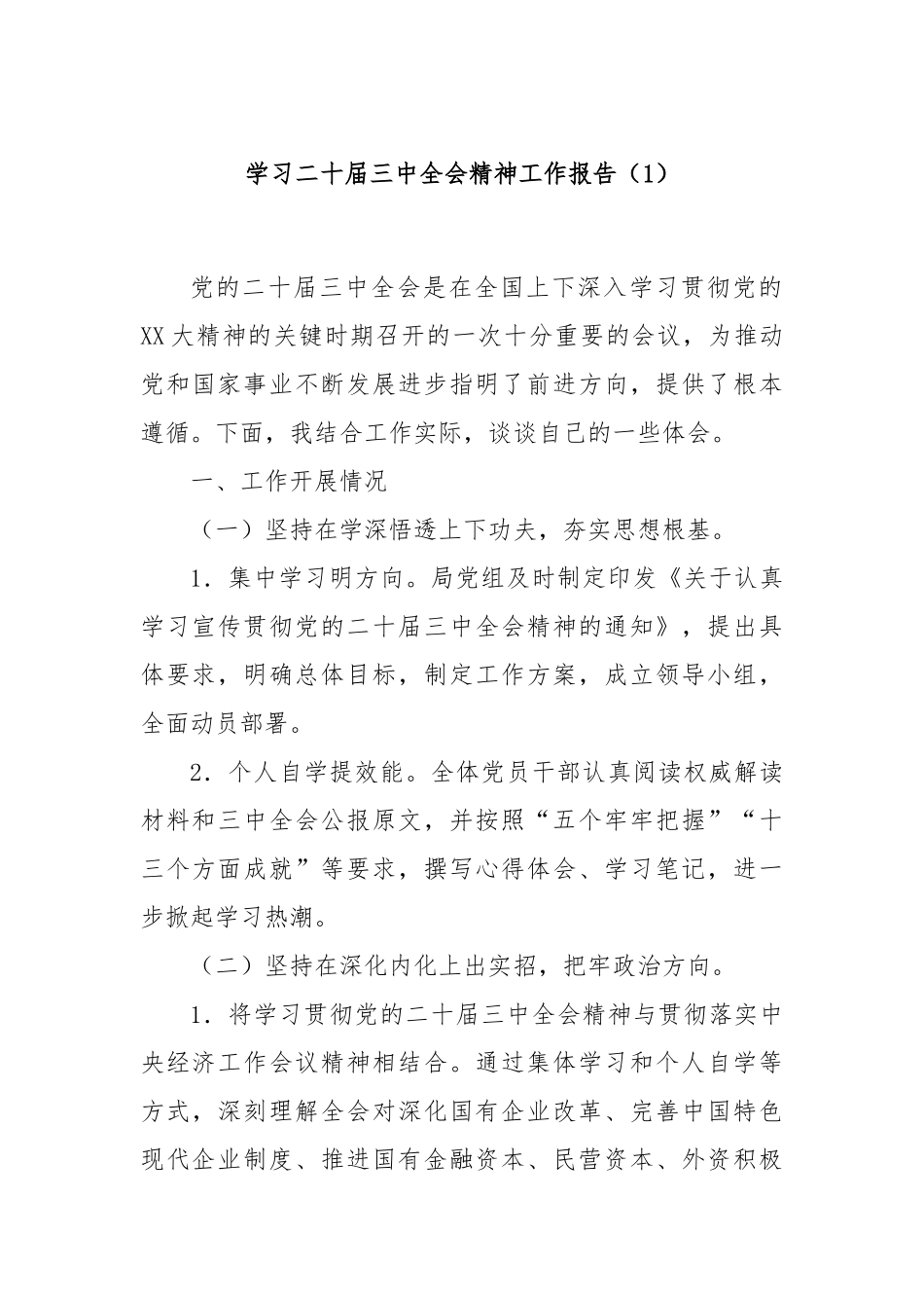学习二十届三中全会精神工作报告（1）_第1页