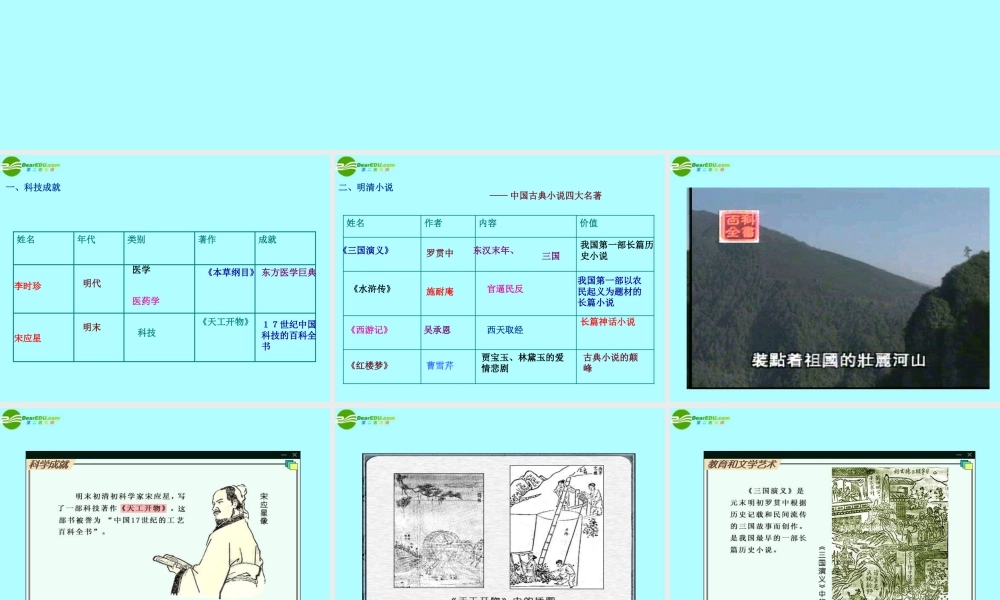 七年级历史下册 第22课(科学技术与世俗文学)课件 北师大版 课件