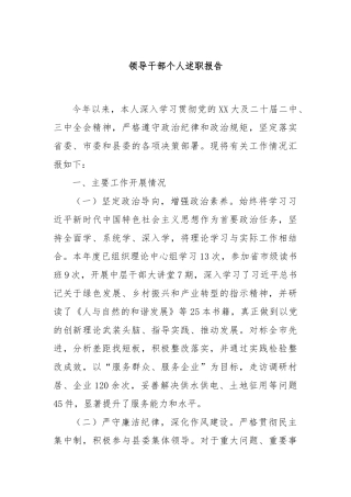 领导干部个人述职报告