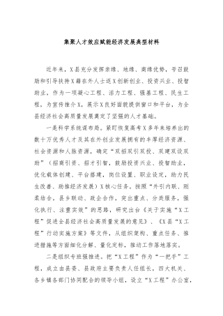 集聚人才效应赋能经济发展典型材料