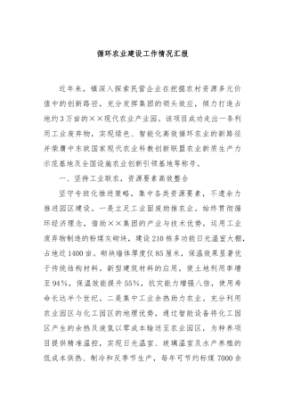 循环农业建设工作情况汇报