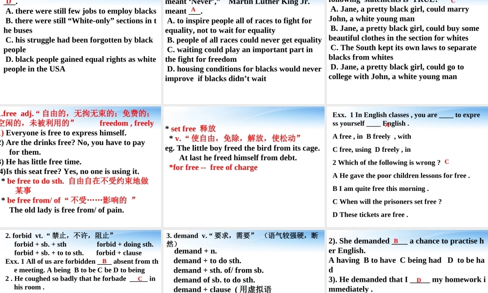 11-12年高二英语 Unit 14 reading I have a dream课件 大纲人教版 课件