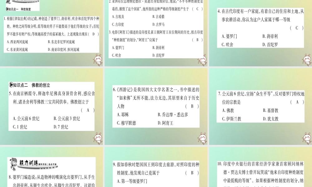 九年级历史上册 第1单元 古代世界 第2课 古代印度社会课件 中华书局版 课件