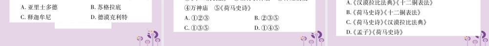 九年级历史上册 第2单元 古代欧洲文明 第6课 希腊罗马古典文化习题课件 新人教版 课件