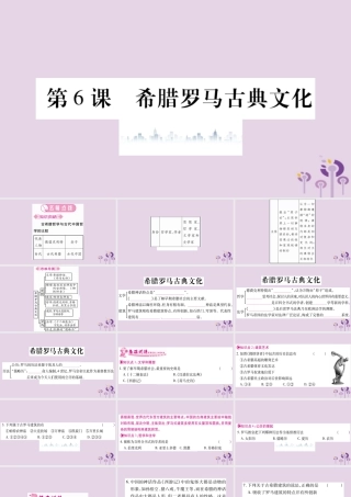 九年级历史上册 第2单元 古代欧洲文明 第6课 希腊罗马古典文化习题课件 新人教版 课件