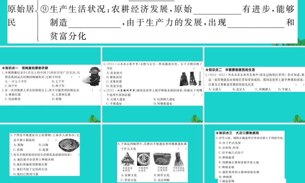 (秋季版)七年级历史上册 第2课 原始农耕生活课件 新人教版 课件