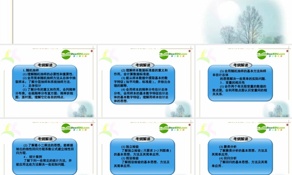 13章1课时 高三数学高考一轮课件 优化方案(理科)--第十三章 随机抽样 新人教A版 高三数学高考一轮课件 优化方案(理科)--第十三章 随机抽样 新人教A版