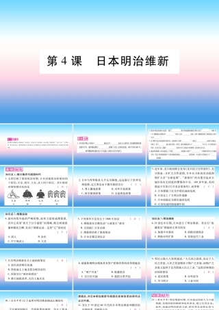九年级历史下册 第1单元 殖民地人民的反抗与资本主义制度的扩展 第4课 日本明治维新自学课件 新人教版 课件