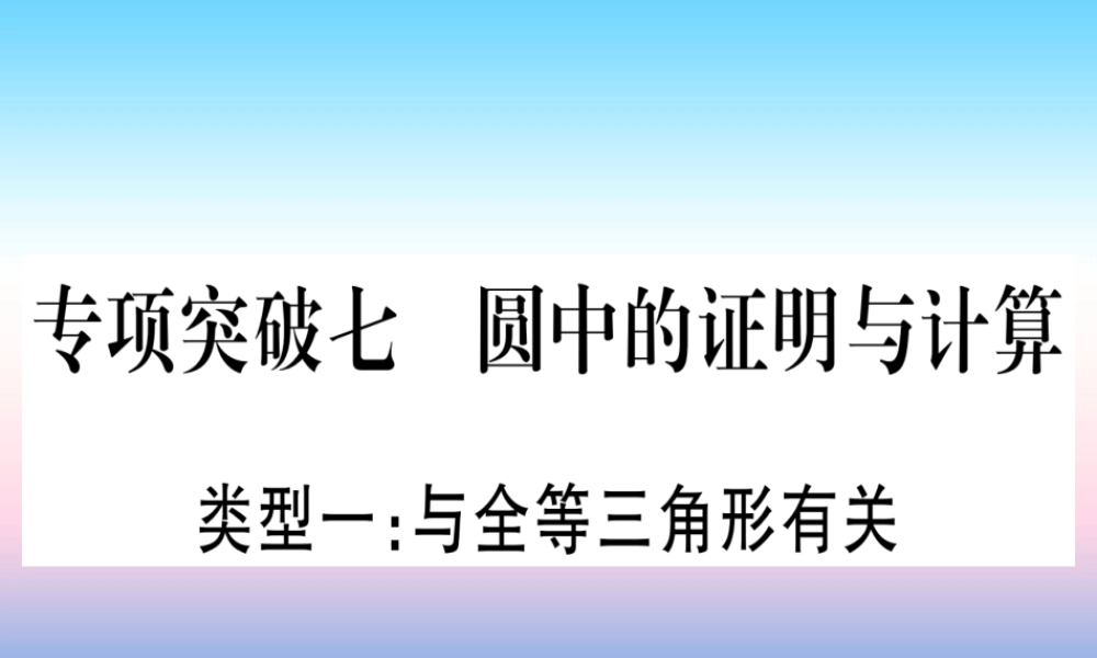 (湖北专版)中考数学总复习 第2轮 中档题突破 专项突破7 圆中证明与计算 类型1 与全等三角形有关习题课件