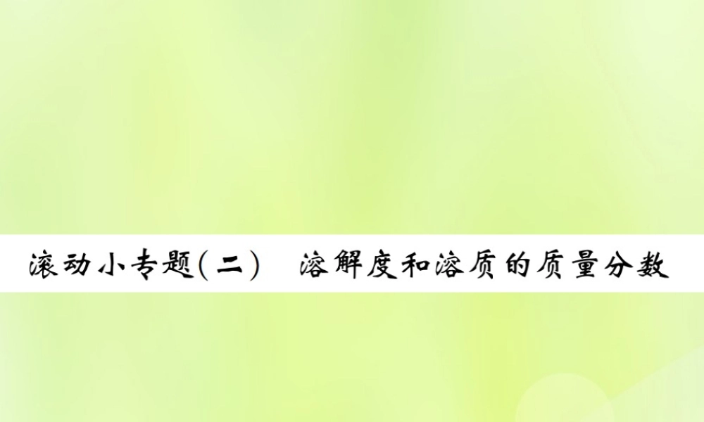九年级化学下册 第九单元 溶液 滚动小专题(二)溶解度和溶质的质量分数复习课件 (新版)新人教版 课件