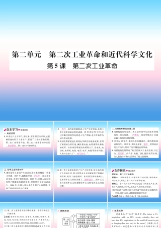 九年级历史下册 第2单元 第二次工业革命和近代科学文化 第5课 第二次工业革命自主学习课件 新人教版 课件