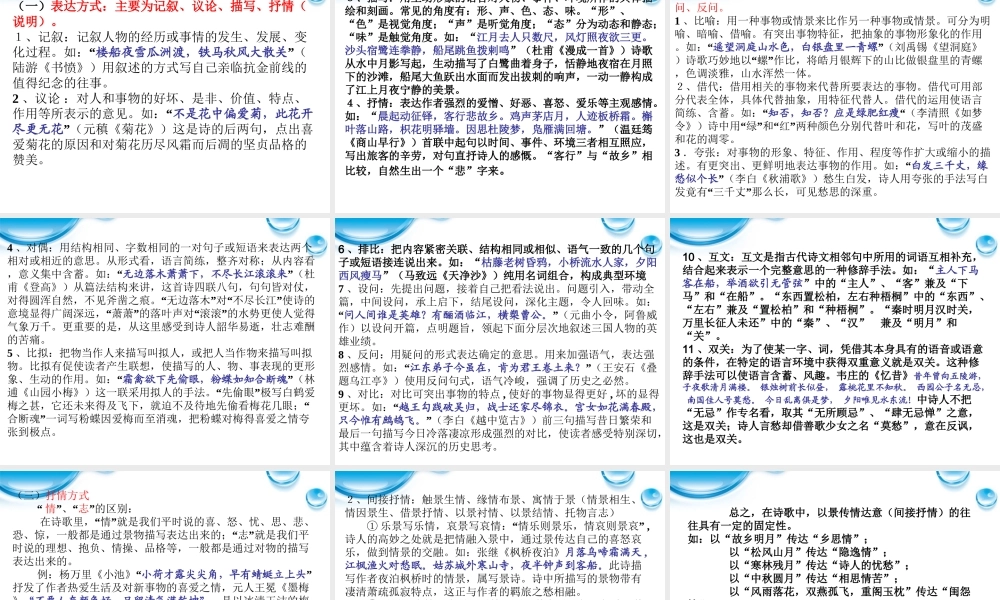 11—12届高三语文 诗歌鉴赏专业术语 课件