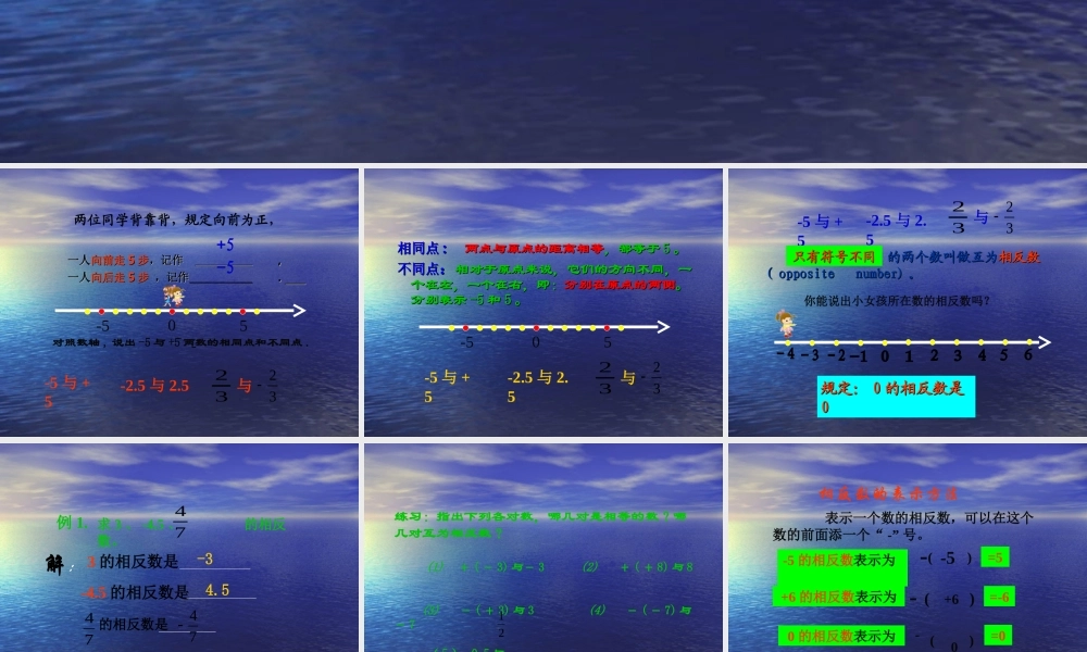 七年级数学上12有理数—相反数课件人教版 课件