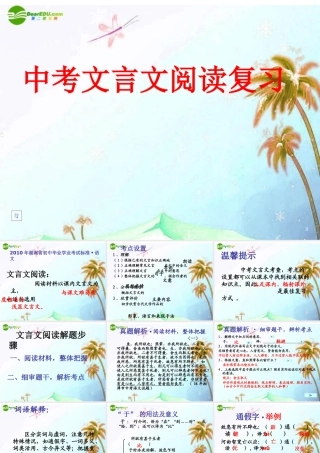 中考语文复习指导课件 中考文言文阅读复习 课件