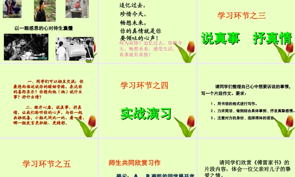 中考语文 写书信-叙真事 抒真情课件