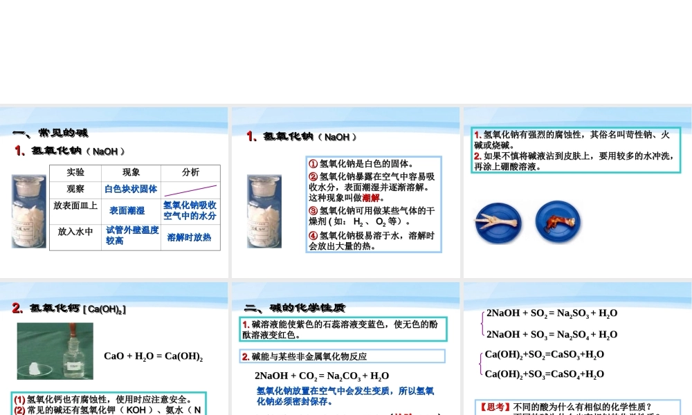 九年级化学上册 第十单元课题1 常见的酸和碱课件 鲁教版 课件