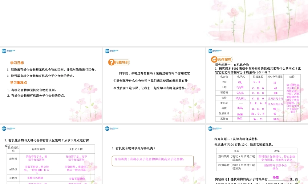 九年级化学下册 第十二单元 课题3 有机合成材料(第1课时)课件 (新版)新人教版 课件