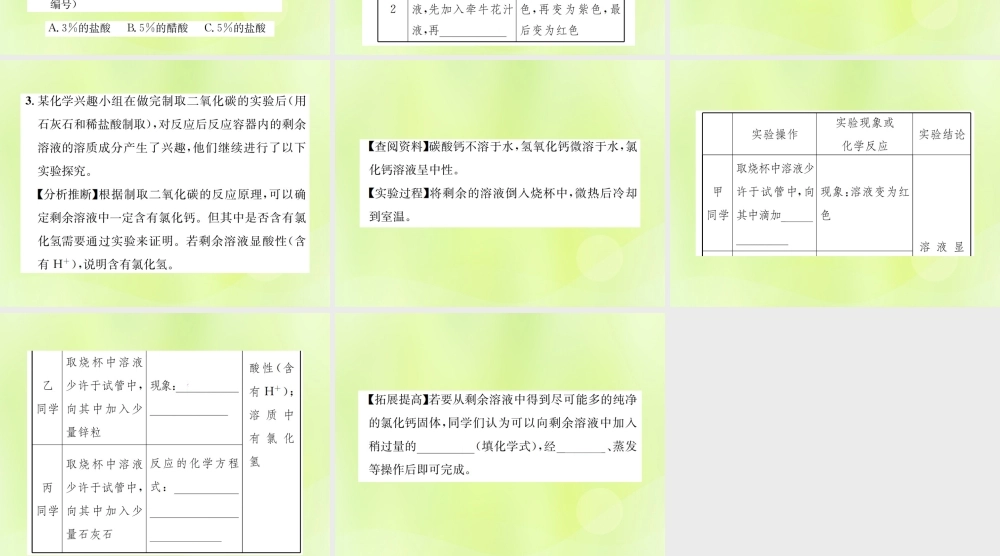 九年级化学下册 第十单元 酸和碱 实验专题(一)酸的化学性质复习课件 (新版)新人教版 课件