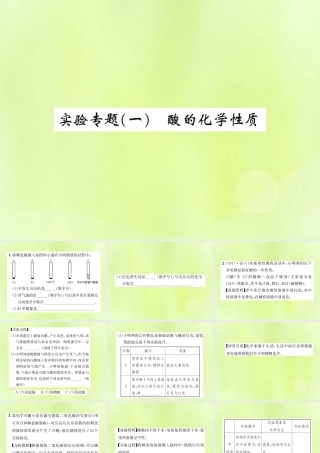 九年级化学下册 第十单元 酸和碱 实验专题(一)酸的化学性质复习课件 (新版)新人教版 课件