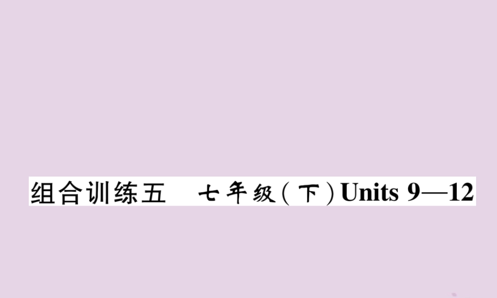 中考英语总复习 第一篇 教材知识梳理篇 组合训练5 七下 Units 9 12(精练)课件
