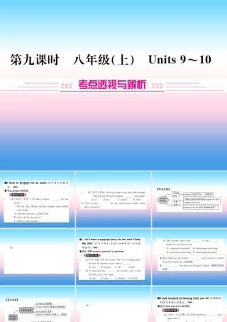 中考英语总复习 第一部分 教材同步复习篇 第九课时 八上 Units 9 10习题课件
