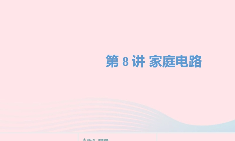 中考物理一轮复习 第8讲 家庭电路课件