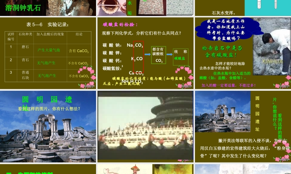 九年级化学石灰石的利用课件 上教版 课件