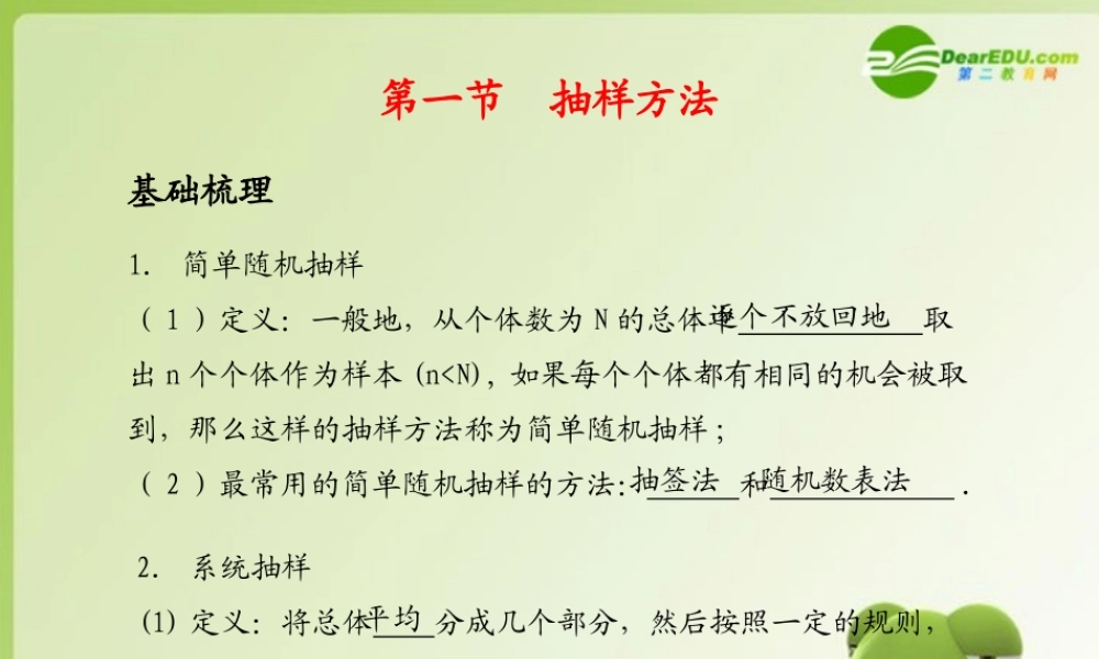 (学案与测评)高考数学总复习 第十三单元第一节 抽样方法精品课件 苏教版 课件