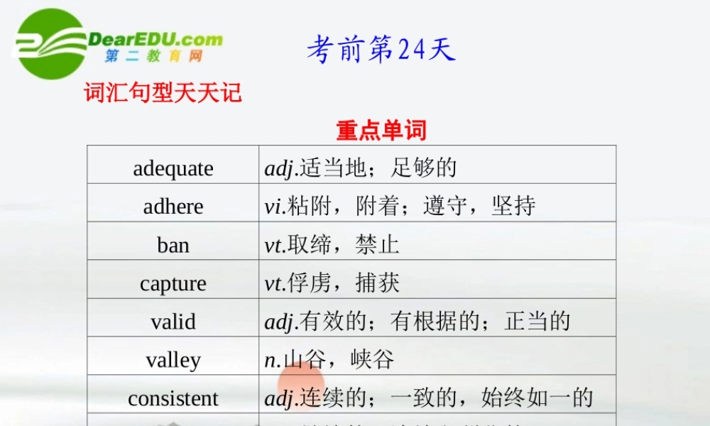 (湖南省专用)高三英语二轮复习 考前特训 考前第24天(考前必读)专题课件