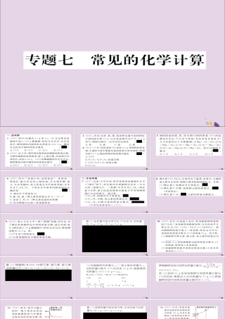 (遵义专版)中考化学总复习 第2编 重点题型突破篇 专题7 常见的化学计算(精练)课件